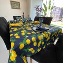 Ver imagem 6 de Toalha de Mesa Quadrada Jacquard Limão Siciliano Fundo Azul Marinho - 1,40 x 1,40M