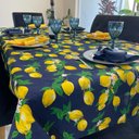 Ver imagem 5 de Toalha de Mesa Quadrada Jacquard Limão Siciliano Fundo Azul Marinho - 1,40 x 1,40M