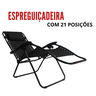 Cadeira Espreguiçadeira Dobrável 21 Posições Praia Piscina Camping Preta Importway - 2