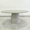 Mesa de Jantar Cone Oval 198x122 Cm Tampo Off White + Vidro Base Concreto - 5