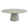 Mesa de Jantar Cone Oval 198x122 Cm Tampo Off White + Vidro Base Concreto - 7
