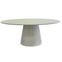 Ver imagem 1 de Mesa de Jantar Cone Oval 198x122 Cm Tampo Off White + Vidro Base Concreto
