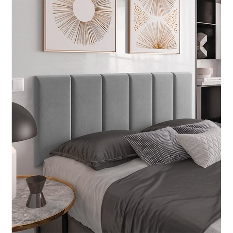 Cabeceira Estofada Dubai Para Cama Box Casal 1,40m Cinza