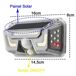 Luminaria Solar Parede Arandela Kit 2 Uni Spot Sensor Movimento Iluminaçao Led Jardim Quintal Varand - 2