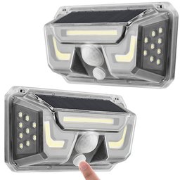 Luminaria Solar Parede Arandela Kit 2 Uni Spot Sensor Movimento Iluminaçao Led Jardim Quintal Varand - 1