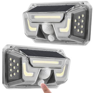 Luminaria Solar Parede Arandela Kit 2 Uni Spot Sensor Movimento Iluminaçao Led Jardim Quintal Varand