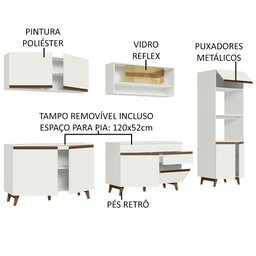 Armário de Cozinha Completa 310cm Branco Reims Madesa 02 - 5
