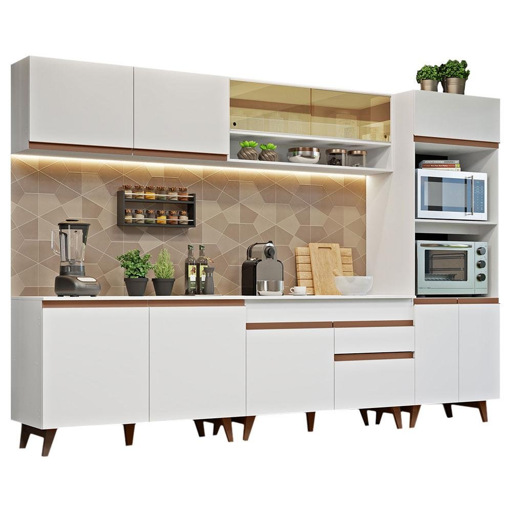 Armário de Cozinha Completa 310cm Branco Reims Madesa 02 - 3