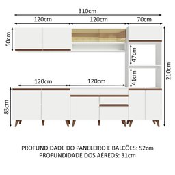 Armário de Cozinha Completa 310cm Branco Reims Madesa 02 - 4