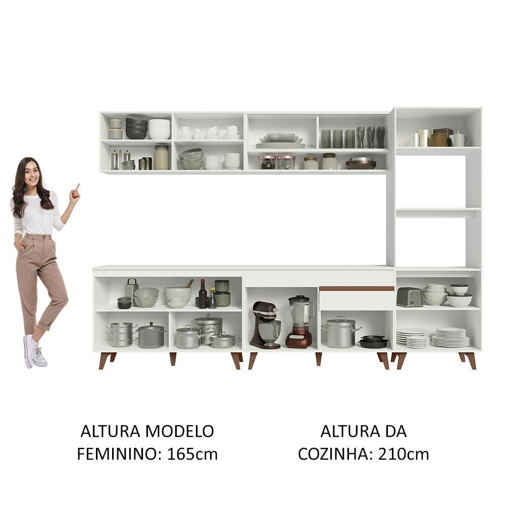 Armário de Cozinha Completa 310cm Branco Reims Madesa 02 - 6