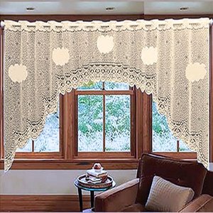 Cortina Bando Renda Cascata Nuvem Lisa:bege