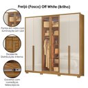 Ver imagem 3 de Guarda Roupa Casal 6 Portas Vidro Reflecta com Led 240 Cm Atacama Freijo Off White Moval