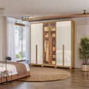 Ver imagem 5 de Guarda Roupa Casal 6 Portas Vidro Reflecta com Led 240 Cm Atacama Freijo Off White Moval