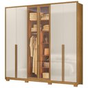 Ver imagem 2 de Guarda Roupa Casal 6 Portas Vidro Reflecta com Led 240 Cm Atacama Freijo Off White Moval