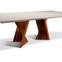 Ver imagem 3 de Mesa de Jantar Toronto 10 Lugares 240cm X 105cm, Base em Madeira Maciça Tampo com Vidro Off White