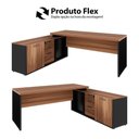 Ver imagem 2 de Mesa em L para Escritório com Armário Lateral Mesa Dinâmica 1,50m MDP 150cm Nogal com Preto F5