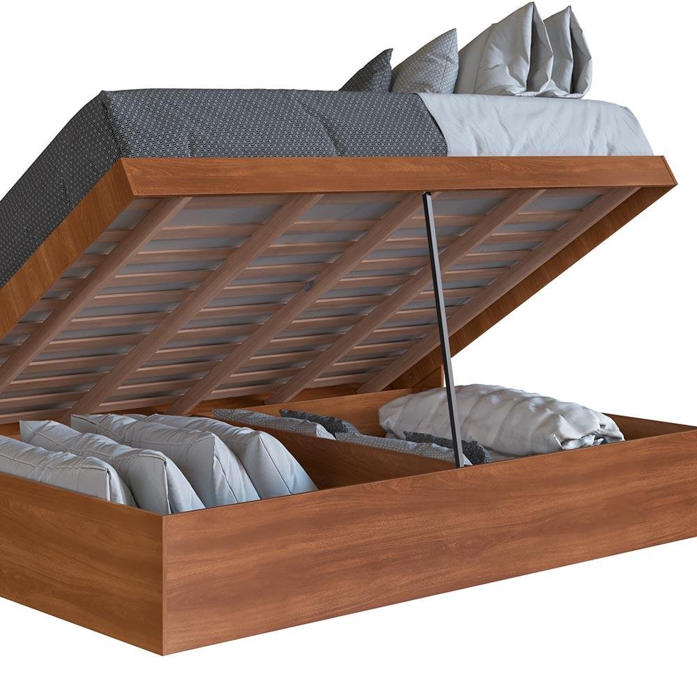 Cama Box Multifuncional de Casal com Baú Nogal Kous Jm Móveis - 3