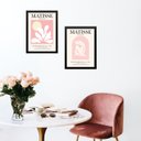 Ver imagem 2 de Kit 2 Quadros Artes Matisse Tons de Rosa 45x34cm - com Vidro:madeira Branca