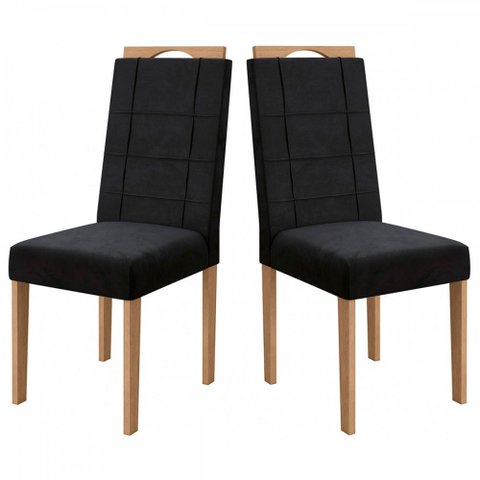 Cadeiras Kit 2 Cadeiras Cad150ea Veludo Preto - Kappesberg