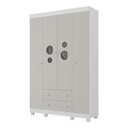 Ver imagem 2 de Guarda-roupa Infantil 122cm com Vidro 4 Portas e 2 Gavetas Bombom Multimóveis Mp4463 Branco-off