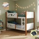 Ver imagem 2 de Beliche Solteiro Star Infantil MDF com 2 Colchões + Lousa Mágica - Branco Mel