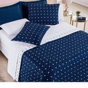 Ver imagem 3 de Kit Cobre Leito Colcha Dupla Face Micropercal 200 Fios King 3 peças Petit Poá:Azul Marinho