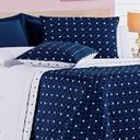 Ver imagem 2 de Kit Cobre Leito Colcha Dupla Face Micropercal 200 Fios King 3 peças Petit Poá:Azul Marinho