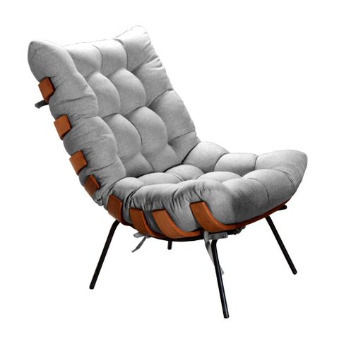 Poltrona Costela Cor:Linho Cinza 320