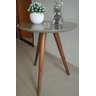 Mesa de Canto Tampo 50cm Mesinha de Canto Cor Fendi com Vidro Pé Palito Alt 50cm - Fendi - 1