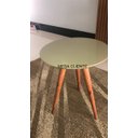 Ver imagem 3 de Mesa de Canto Tampo 50cm Mesinha de Canto Cor Fendi com Vidro Pé Palito Alt 50cm - Fendi