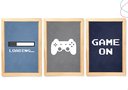 Ver imagem 1 de Kit 3 Quadros Decorativos Game On Video Game Vidro Moldura:pinus
