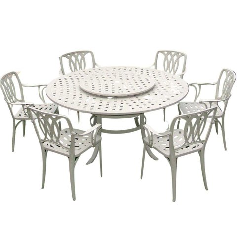 Conjunto de Jardim com Mesa Giratória e 6 Cadeiras Modelo Fênix Branco