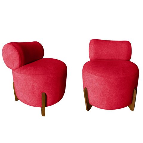 Kit 2 Poltronas Decorativa Mônaco Suede Vermelho