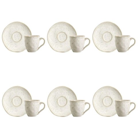Conjunto de Xícara de Cafezinho com Pires 06 Peças Orgânico Vanilla Porto Brasil