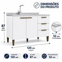 Ver imagem 5 de Balcão de Cozinha Ana 2 Portas 3 Gavetas 120cm Branco J Carvalho Móveis