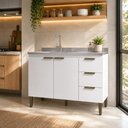 Ver imagem 2 de Balcão de Cozinha Ana 2 Portas 3 Gavetas 120cm Branco J Carvalho Móveis