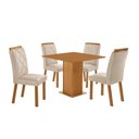 Ver imagem 2 de Conjunto Mesa de Jantar 90cm com 4 Cadeiras Estofadas Multimóveis Crrft-CON048 Madeirado/Creme