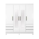 Ver imagem 2 de Guarda Roupa Roupeiro Roma 4 Portas com Espelho 6 Gavetas Branco Demóbile