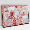 Ver imagem 1 de Quadro Decorativo em Canvas Abstrato Vermelho e Branco TaColado Moldura Flutuante 4,5cm Freijó 120 x