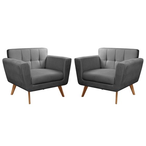 Conjunto 2 Poltronas Bruna Estilo Living Moderna Decoração Sala Recepção
