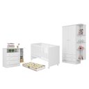 Ver imagem 1 de Dormitório Doce Sonho Guarda Roupa, Cômoda e Berço Reto Branco com Colchão Supreme - Qmovi