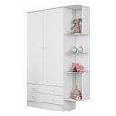 Ver imagem 3 de Dormitório Doce Sonho Guarda Roupa, Cômoda e Berço Reto Branco com Colchão Supreme - Qmovi