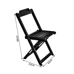 Conjunto de Mesa Dobravel de Madeira 60cm Redondo com 4 Cadeiras Preto - 5