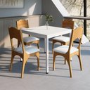 Ver imagem 1 de Mesa Cozinha e Refeitório 90cm x 90cm Pés Metal com 4 Cadeiras de Jantar Dalla Costa 100% MDF Casa