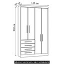 Ver imagem 2 de Guarda Roupa Solteiro 135cm 4 Portas 4 Gavetas Taiga Branco/cinnamon L01 - Mpozenato