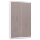 Ver imagem 1 de Guarda Roupa Solteiro 135cm 4 Portas 4 Gavetas Taiga Branco/cinnamon L01 - Mpozenato