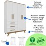 Guarda Roupa Infantil Retrô 4 Portas Lisa 3 Gavetas 100% MDF Branco Carvalho Cinza Móveis Peroba - B - 3