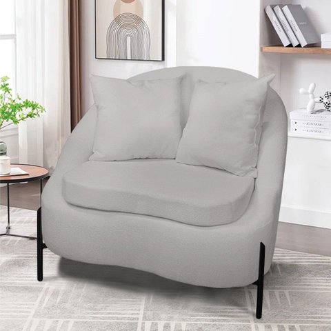 Poltrona Decorativa Orgânica Pé de Metal Preto Zaya Bouclê C05 - D’Rossi