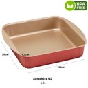 Ver imagem 4 de Jogo de Assadeira Quadrada 03 Peças Antiaderentes + Luva Térmica + Pincel Vermelho + Descanso de Pan