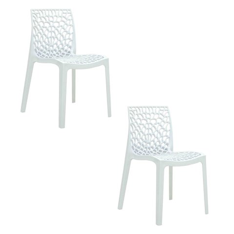 Cadeira Sala de Jantar Kit 2 Gruvyer Branco R02 - D'rossi